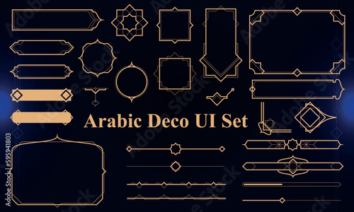 Set of Arabic Deco Modern User Interface Elements. Fantasy magic HUD. Good for game UI. Vector Illustration EPS10
