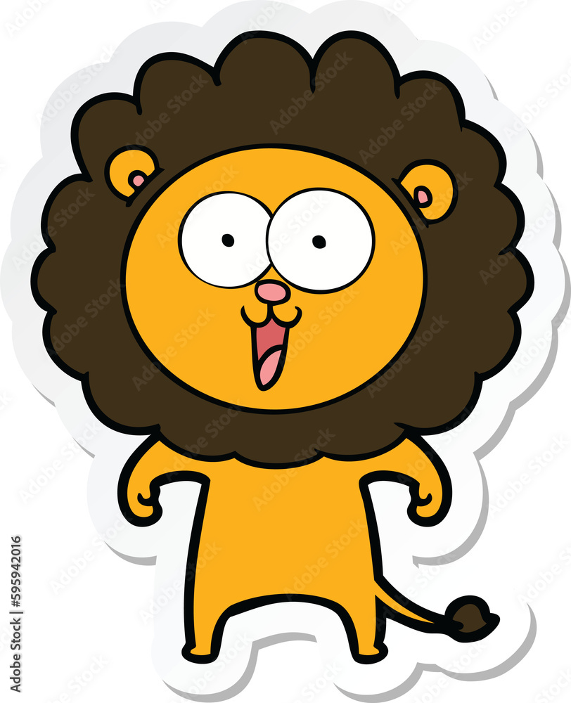 sticker of a happy cartoon lion sticker of a happy cartoon lion