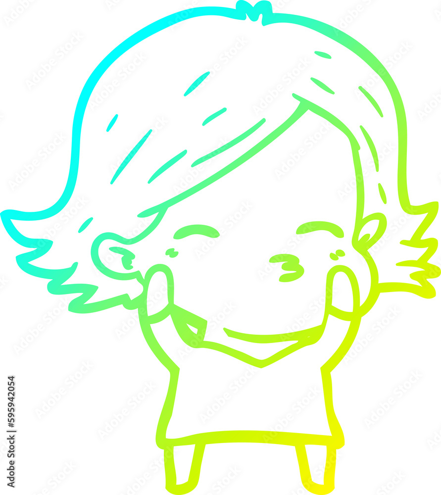 cold gradient line drawing of a cartoon woman cold gradient line drawing of a cartoon woman