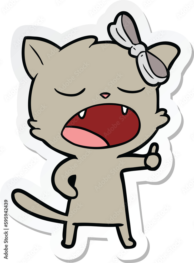 Obraz premium sticker of a cartoon yawning cat