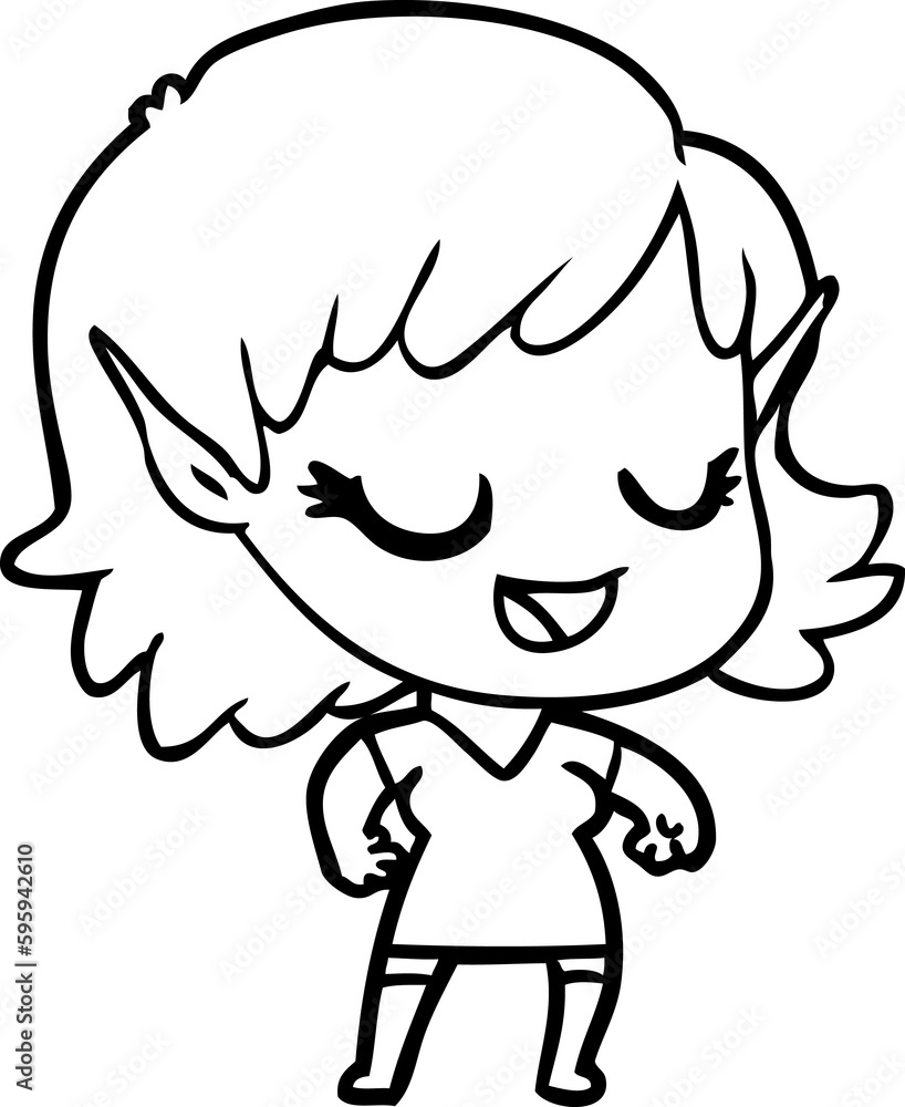 happy cartoon elf girl happy cartoon elf girl