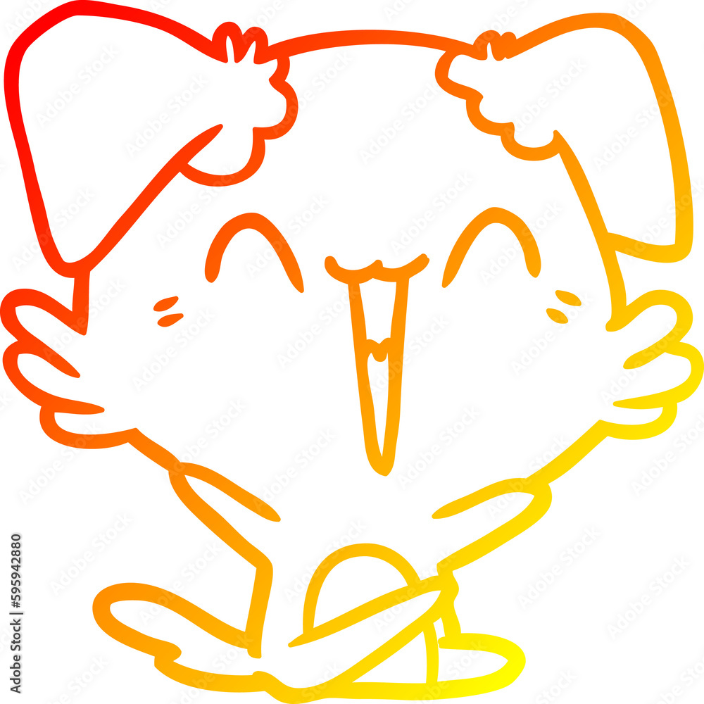 warm gradient line drawing of a happy little dog cartoon warm gradient line drawing of a happy little dog cartoon