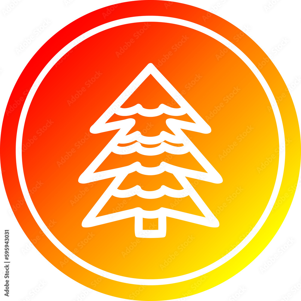 snowy tree circular icon with warm gradient finish snowy tree circular icon with warm gradient finish