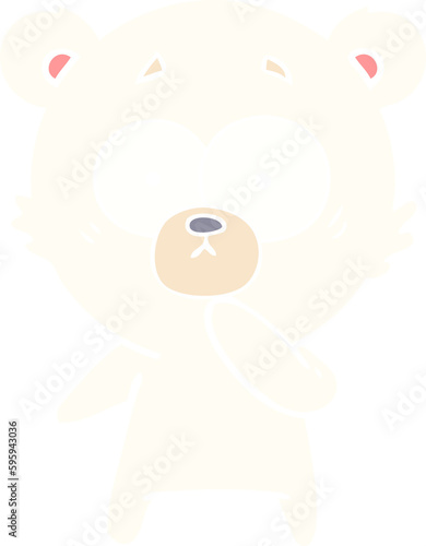 nervous polar bear flat color style cartoon