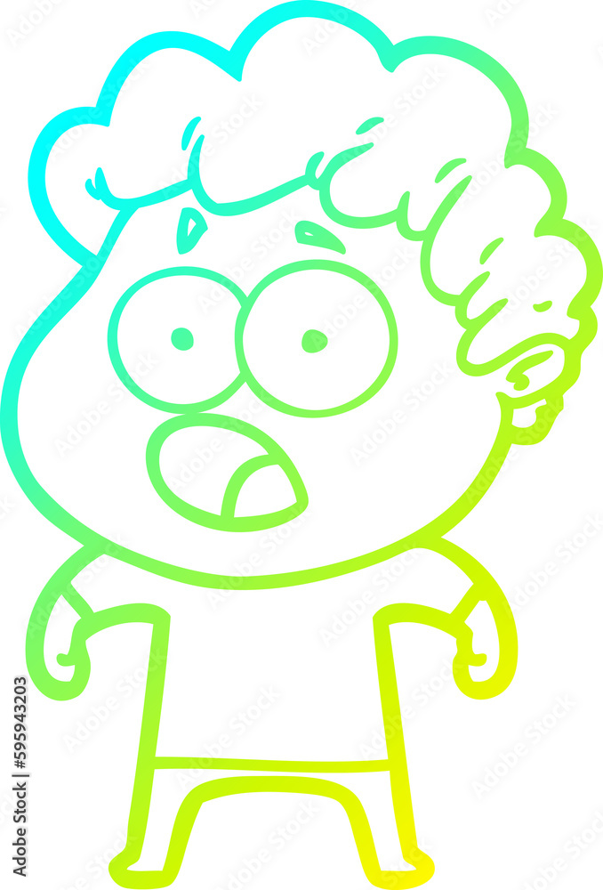 cold gradient line drawing of a cartoon man gasping in surprise cold gradient line drawing of a cartoon man gasping in surprise