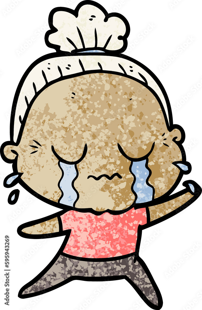 Obraz premium cartoon crying old lady