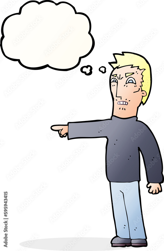 cartoon angry man pointing with thought bubble cartoon angry man pointing with thought bubble