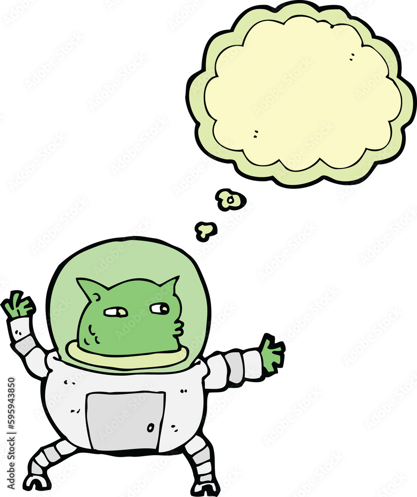 cartoon alien with thought bubble cartoon alien with thought bubble