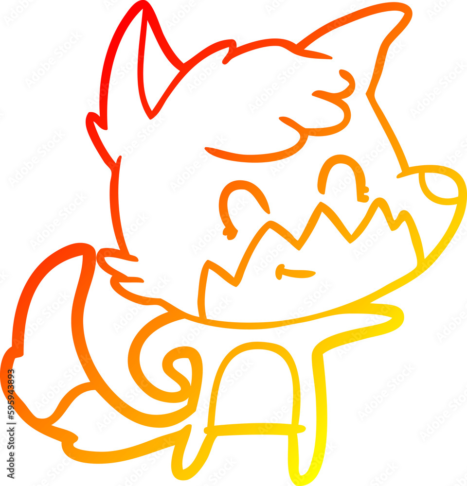 warm gradient line drawing of a cartoon friendly fox warm gradient line drawing of a cartoon friendly fox