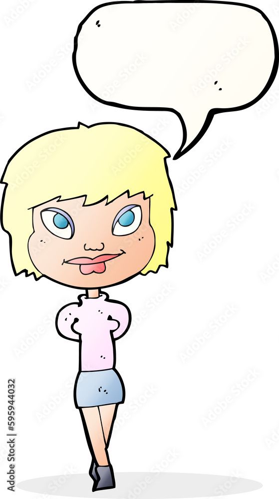 cartoon happy woman with speech bubble cartoon happy woman with speech bubble