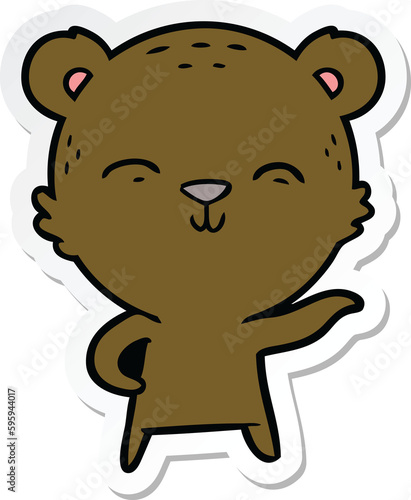 sticker of a happy cartoon bear