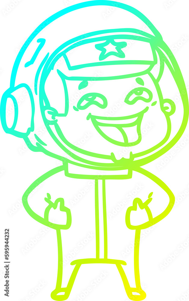 cold gradient line drawing of a cartoon laughing astronaut cold gradient line drawing of a cartoon laughing astronaut