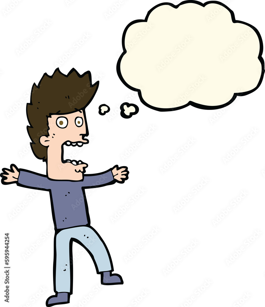 cartoon terrified man with thought bubble cartoon terrified man with thought bubble