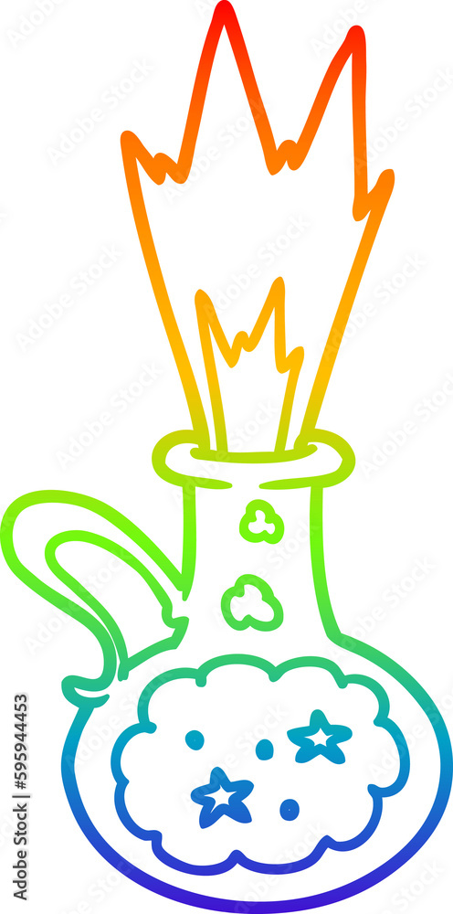 rainbow gradient line drawing of a cartoon magic potion rainbow gradient line drawing of a cartoon magic potion