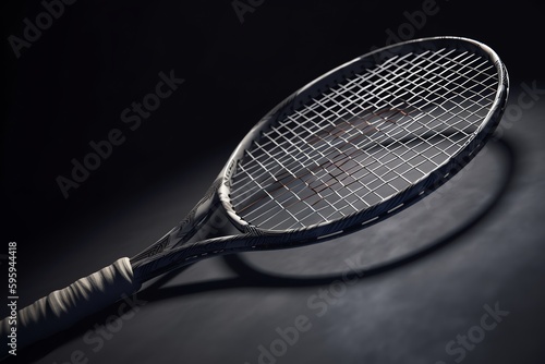 3D tennis racket rendering. Generative AI © Pixel Matrix