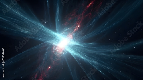 Spectacular view of a pulsar in action, emitting powerful beams of radiation and lighting up the space around it in a mesmerizing way