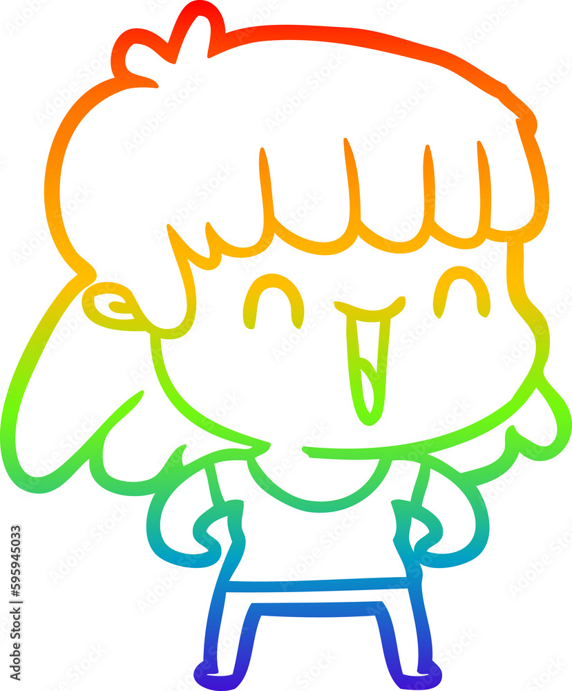 rainbow gradient line drawing of a cartoon woman rainbow gradient line drawing of a cartoon woman