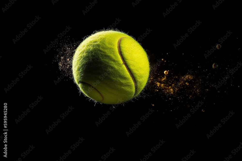 Tennis ball flying. Generative AI