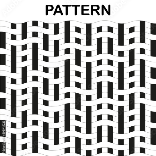 Seamless psychedelic geometric pattern with black and white optical illusion squares