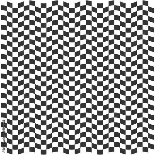 Seamless psychedelic geometric pattern with black and white optical illusion squares