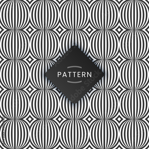 Seamless psychedelic geometric pattern with black and white optical illusion squares