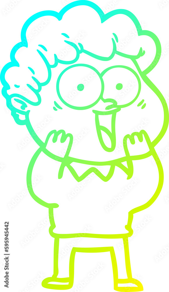 cold gradient line drawing of a cartoon happy man cold gradient line drawing of a cartoon happy man