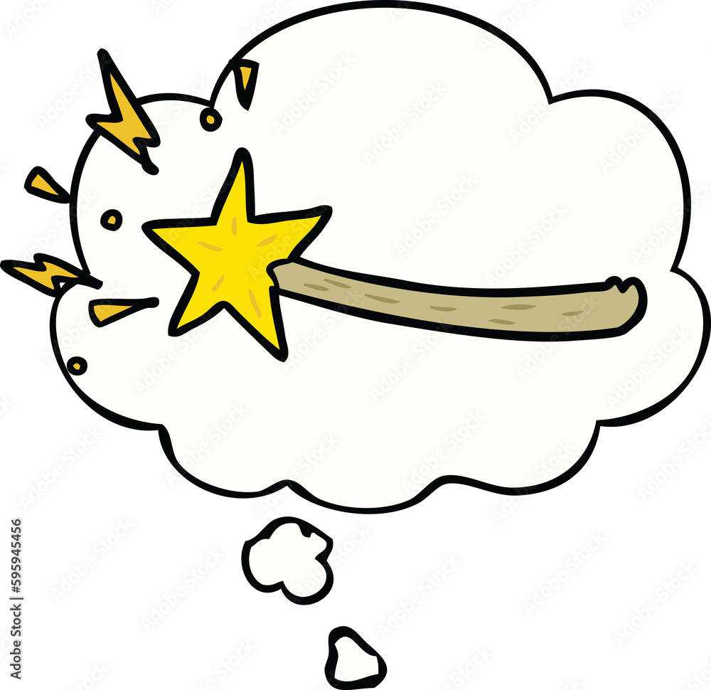 cartoon magic wand with thought bubble cartoon magic wand with thought bubble