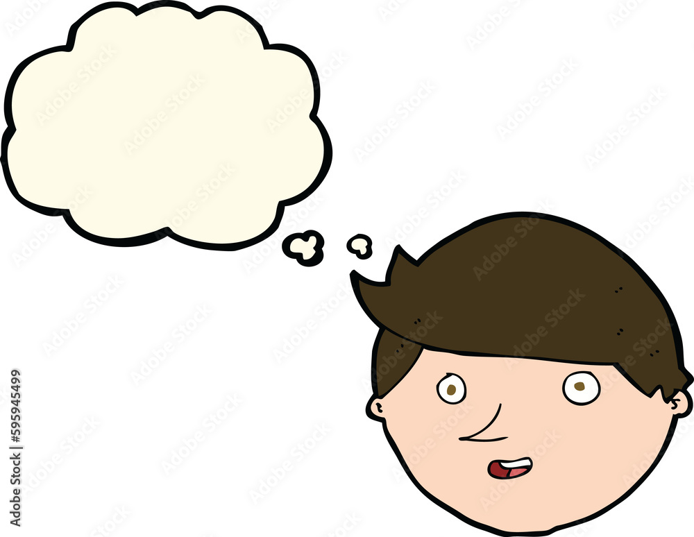 cartoon happy face with thought bubble cartoon happy face with thought bubble