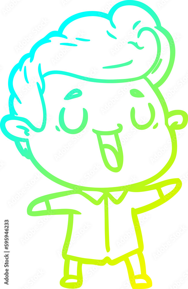 cold gradient line drawing of a happy cartoon man cold gradient line drawing of a happy cartoon man