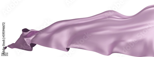 Flying purple silk textile fabric flag background. Smooth elegant purple Satin Isolated on white Background for grand opening ceremony. Purple curtain. 3d vector illustration.