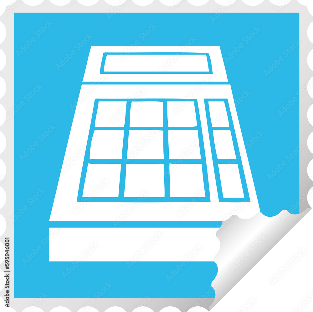 square peeling sticker cartoon of a school calculator square peeling sticker cartoon of a school calculator
