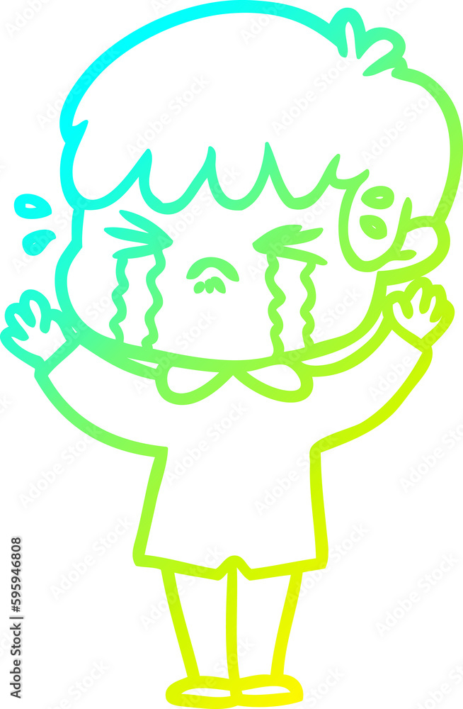 cold gradient line drawing of a cartoon boy crying cold gradient line drawing of a cartoon boy crying