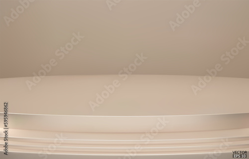 Abstract Luxury beige Background. Empty beige Gradient Room, Studio, Space. Curved stage used as a background for displaying your products.  3D vector Illustration.
