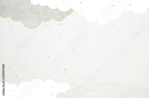 Japanese paper frame background with cloud pattern in the sky. Japanese traditional craftsman s handmade paper texture background.