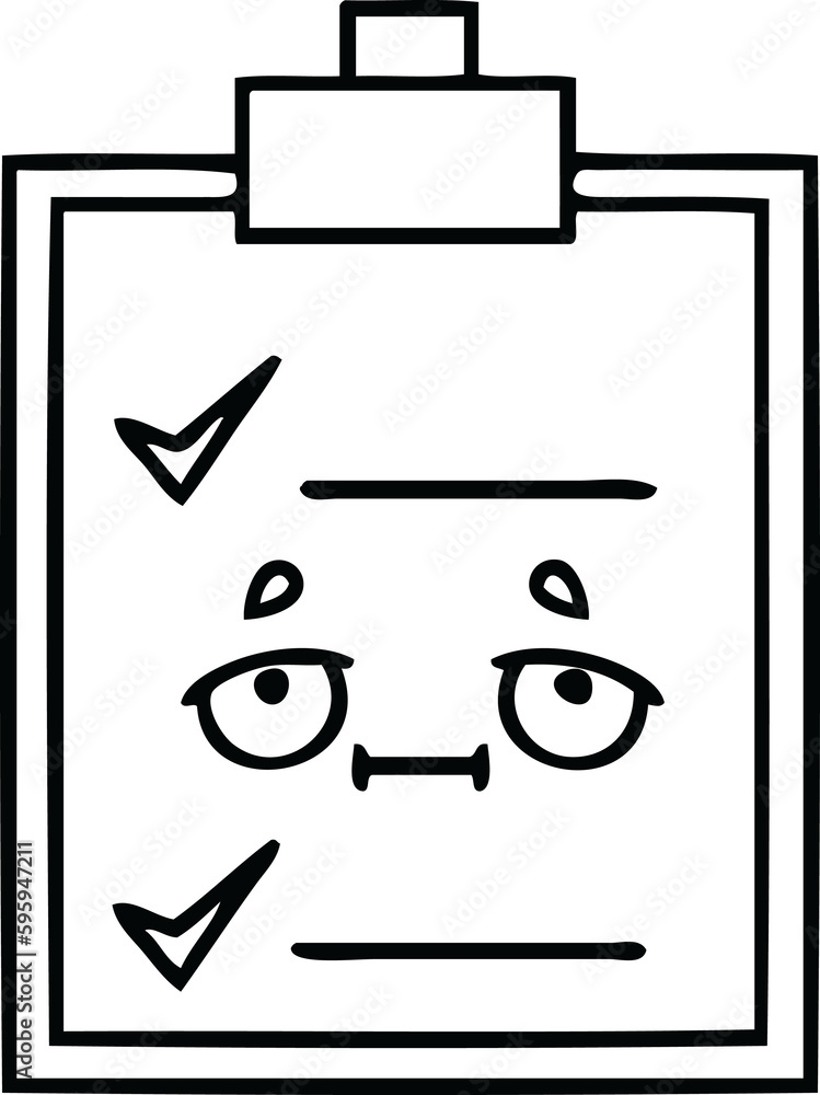 Fototapeta premium line drawing cartoon of a check list