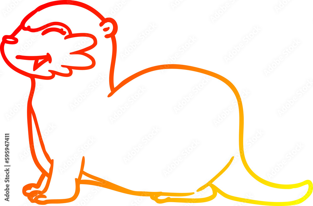 warm gradient line drawing of a laughing otter cartoon warm gradient line drawing of a laughing otter cartoon