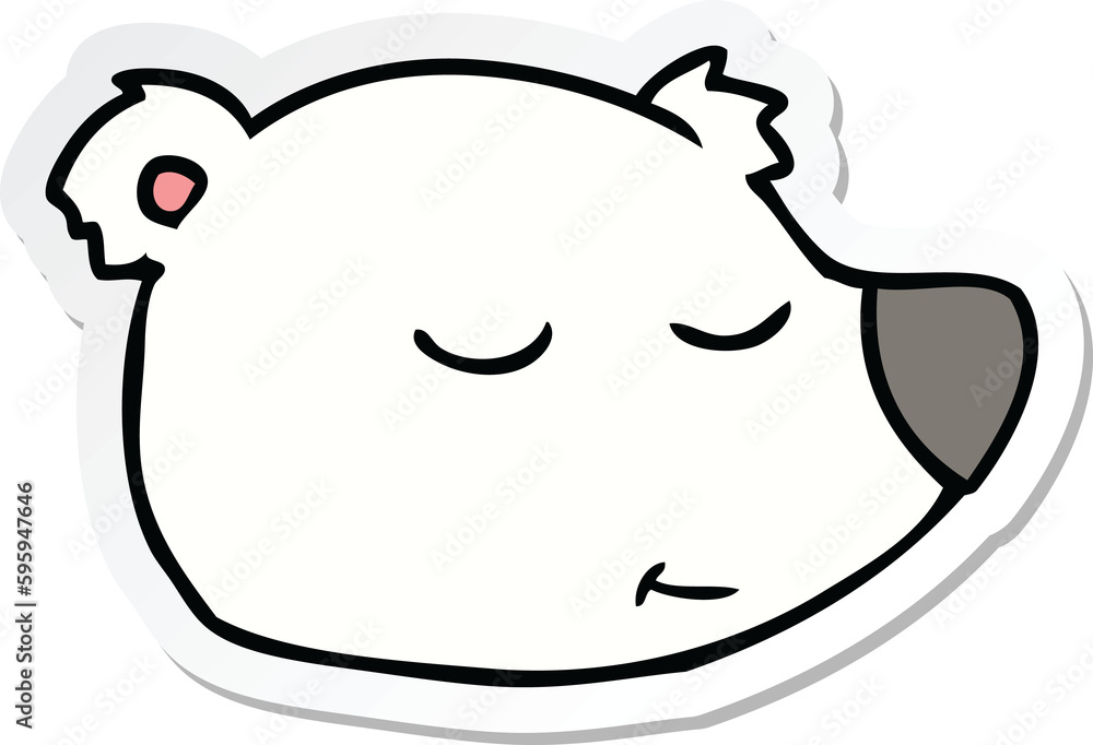 sticker of a cartoon polar bear face sticker of a cartoon polar bear face