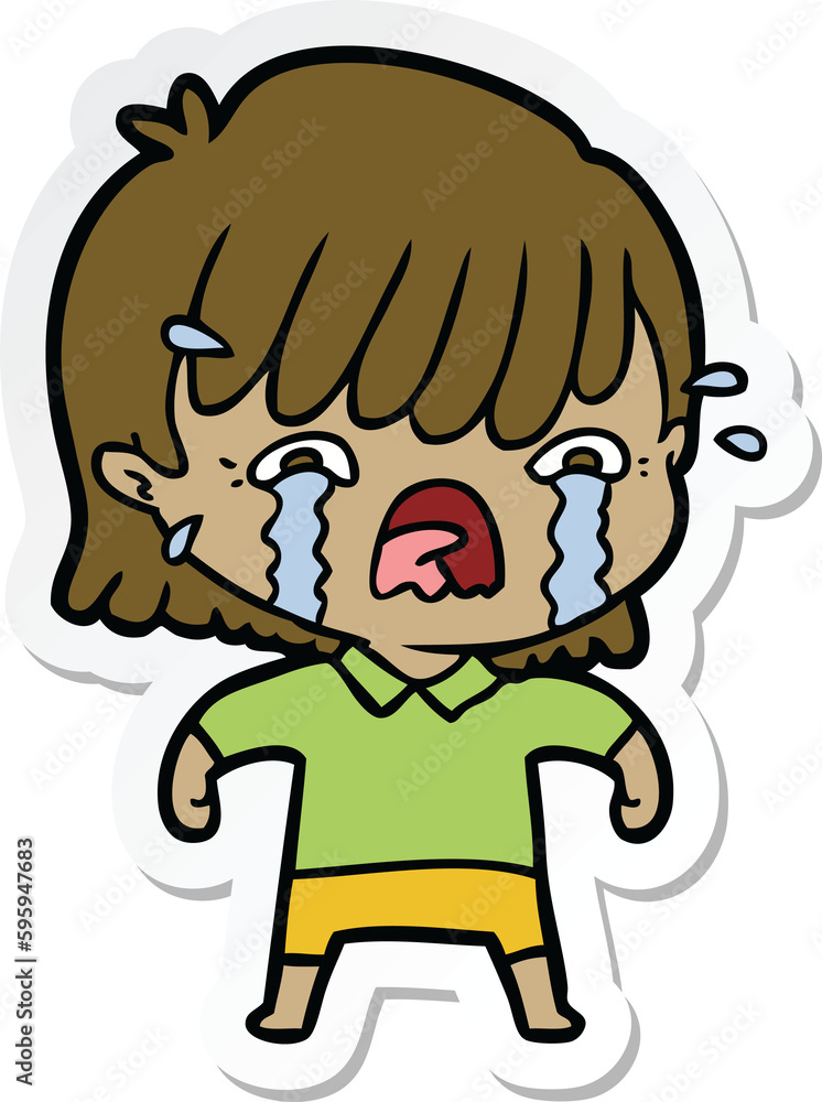 sticker of a cartoon girl crying sticker of a cartoon girl crying