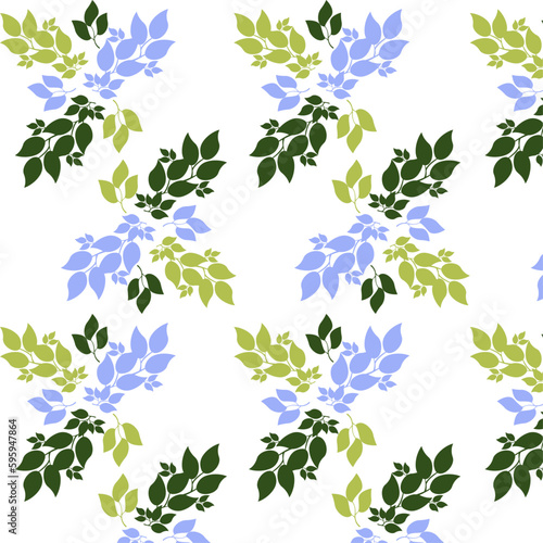 seamless pattern with green and blue leaves 