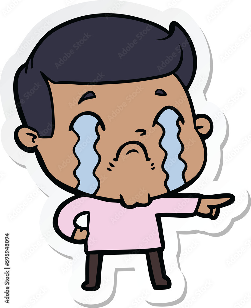 sticker of a cartoon man crying sticker of a cartoon man crying