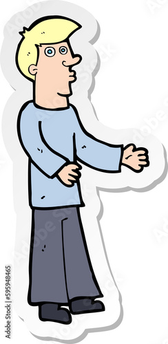 sticker of a cartoon curious man