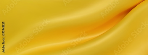 Abstract yellow silk vector background. Luxury cloth or liquid wave. Abstract or yellow fabric texture background. Yellow Cloth soft wave. Creases of satin, silk, and Smooth elegant cotton.