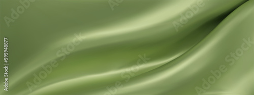 Abstract green silk vector background. Luxury green cloth or liquid wave. Abstract or green fabric texture background.  Cloth soft wave. Creases of satin, silk, and Smooth elegant cotton.