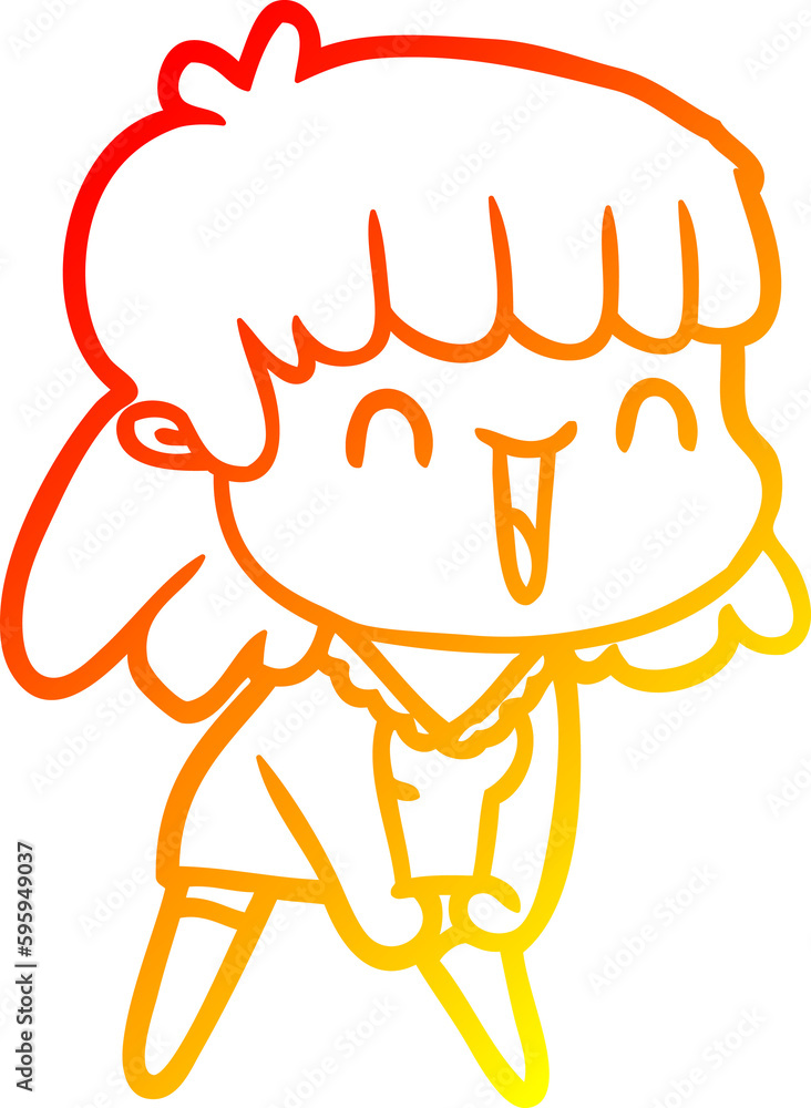 warm gradient line drawing of a cartoon woman warm gradient line drawing of a cartoon woman