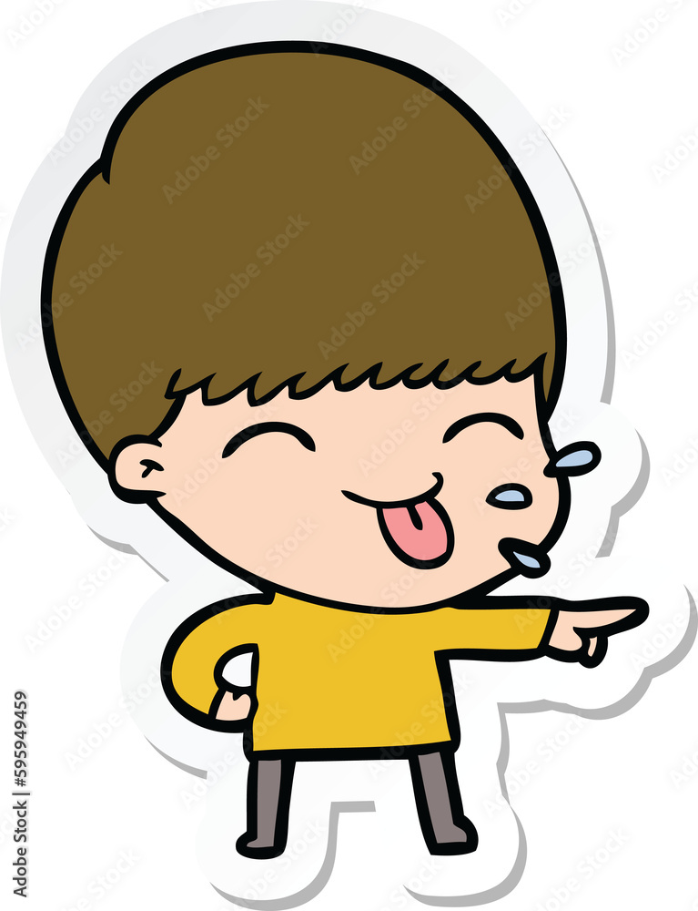 sticker of a cartoon boy sticking out tongue sticker of a cartoon boy sticking out tongue