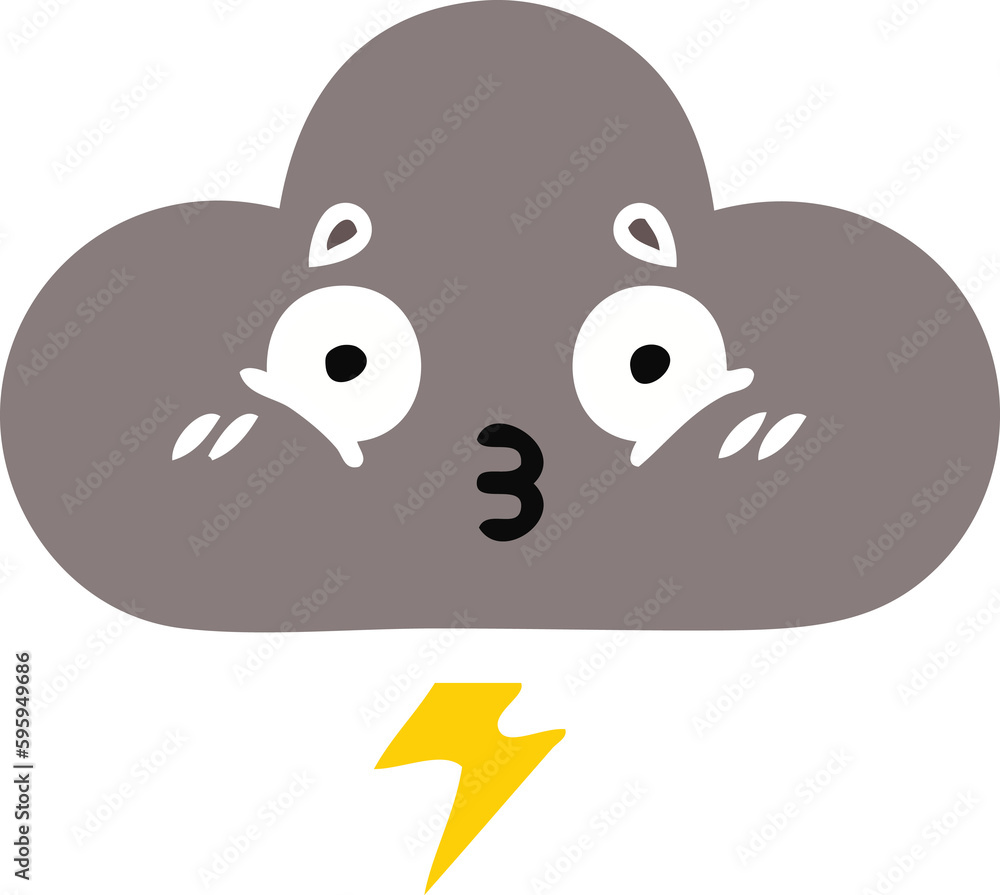 Fototapeta premium flat color retro cartoon of a storm cloud