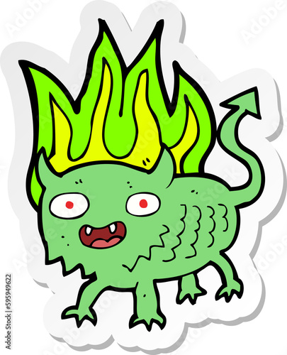 sticker of a cartoon little demon