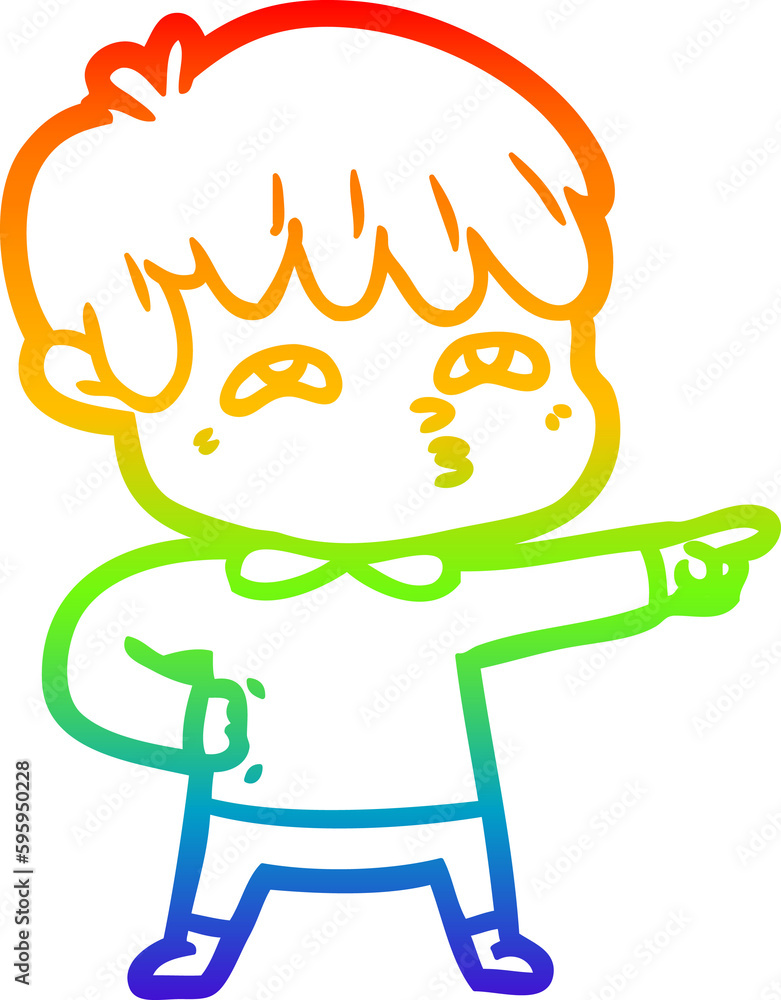rainbow gradient line drawing of a cartoon man confused rainbow gradient line drawing of a cartoon man confused