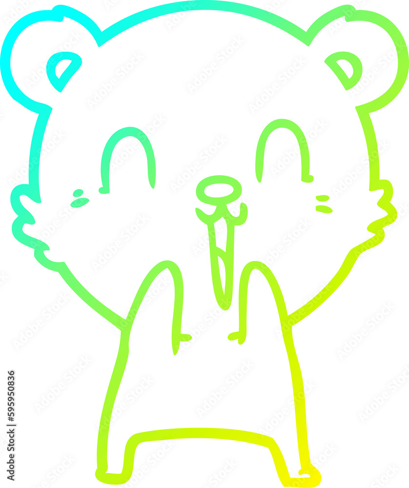 cold gradient line drawing of a happy cartoon polar bear cold gradient line drawing of a happy cartoon polar bear