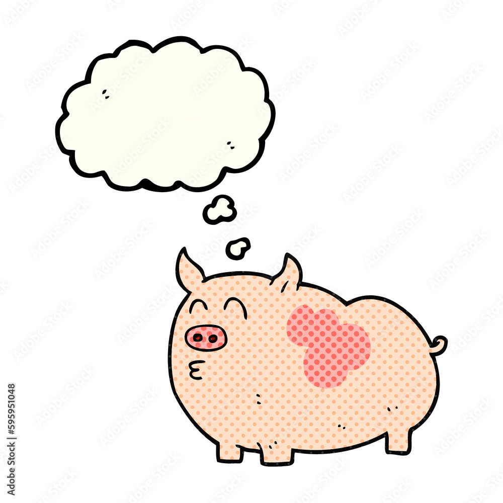 freehand drawn thought bubble cartoon pig freehand drawn thought bubble cartoon pig